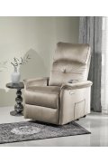 Fotel do salonu z funkcją masażu i pionizacji, kolor beżowy, tkanina velvet