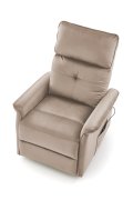 Fotel do salonu z funkcją masażu i pionizacji, kolor beżowy, tkanina velvet