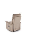 Fotel do salonu z funkcją masażu i pionizacji, kolor beżowy, tkanina velvet