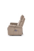 Fotel do salonu z funkcją masażu i pionizacji, kolor beżowy, tkanina velvet