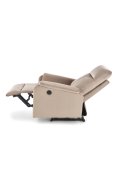 Fotel do salonu w kolorze beżowym z funkcją elektrycznego rozkładania, funkcja relax, tkanina velvet BLUVEL