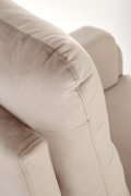 Fotel do salonu w kolorze beżowym z funkcją elektrycznego rozkładania, funkcja relax, tkanina velvet BLUVEL