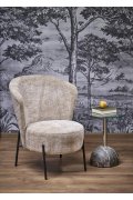 Fotel do salonu, glamour, beżowy na czarnych metalowych nóżkach, tkanina CREMONA