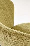 Krzesło retro oliwkowe z tapicerką materiałową i czarnym stelażem metalowym