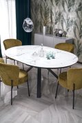 Krzesło retro oliwkowe z tapicerką materiałową i czarnym stelażem metalowym