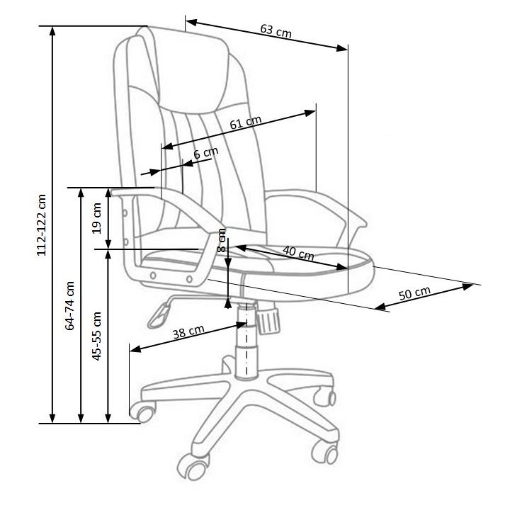 Fotel do biurka obrotowy tradycyjny, kolor popiel, kółka kauczukowe