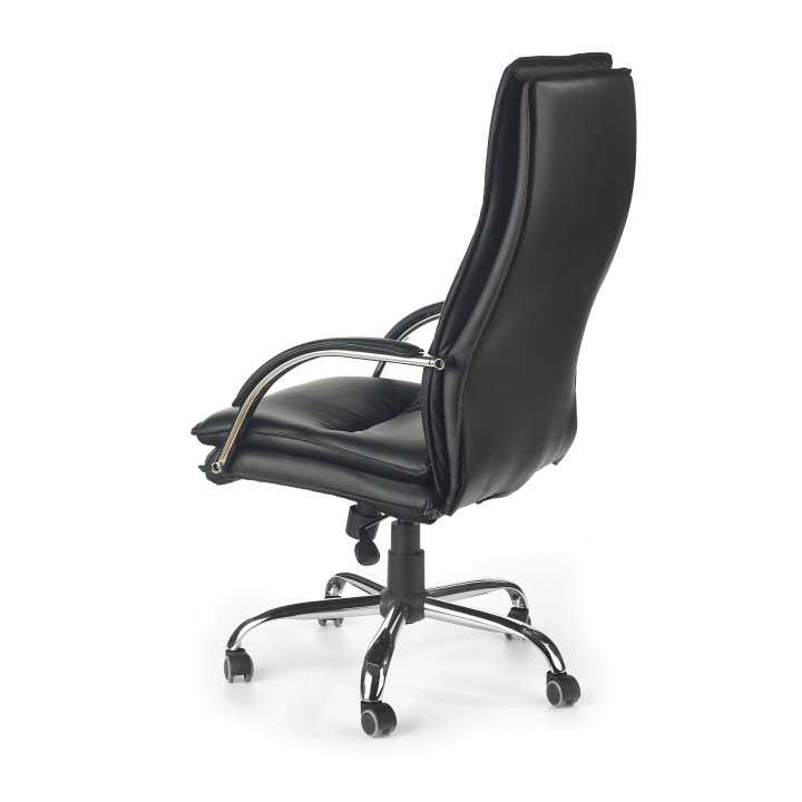 Fotel gabinetowy obrotowy klasyczny, kolor czarny, eko skóra, kółka kauczukowe
