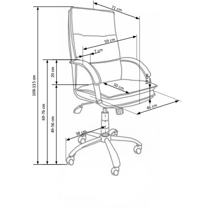 Fotel gabinetowy obrotowy klasyczny, kolor czarny, eko skóra, kółka kauczukowe