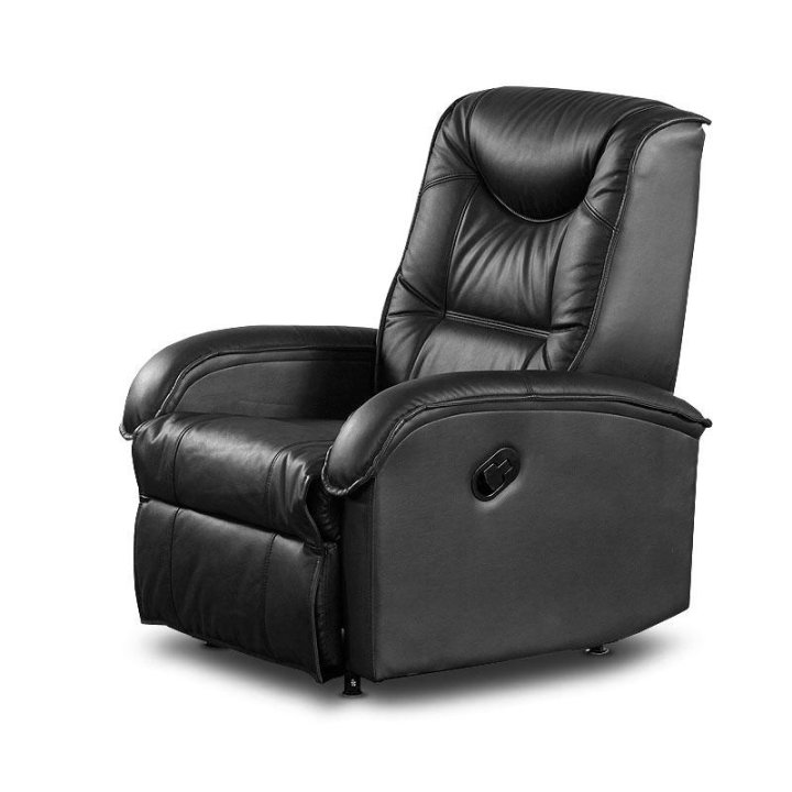 Fotel do salonu, rozkładany, salonowy, eko skóra w kolorze czarnym, funkcja relax