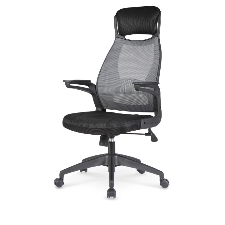 Fotel do biurka obrotowy nowoczesny, kolor czarny, popiel, tkanina membranowa, siatka