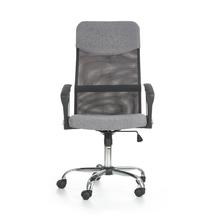 Fotel do biurka obrotowy nowoczesny, kolor popiel, tkanina, siatka