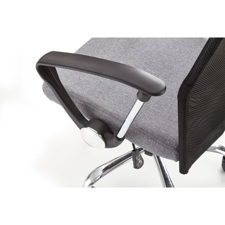 Fotel do biurka obrotowy nowoczesny, kolor popiel, tkanina, siatka