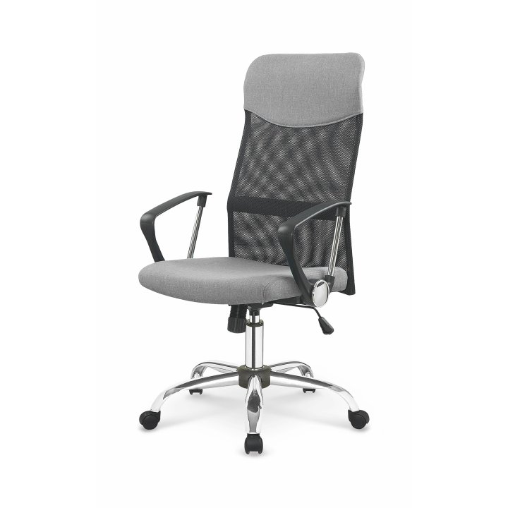 Fotel do biurka obrotowy nowoczesny, kolor popiel, tkanina, siatka