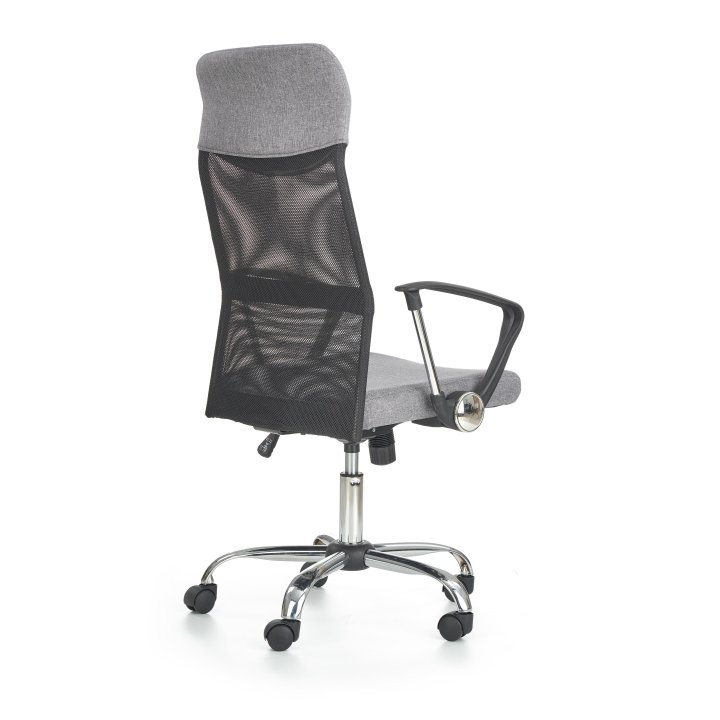 Fotel do biurka obrotowy nowoczesny, kolor popiel, tkanina, siatka
