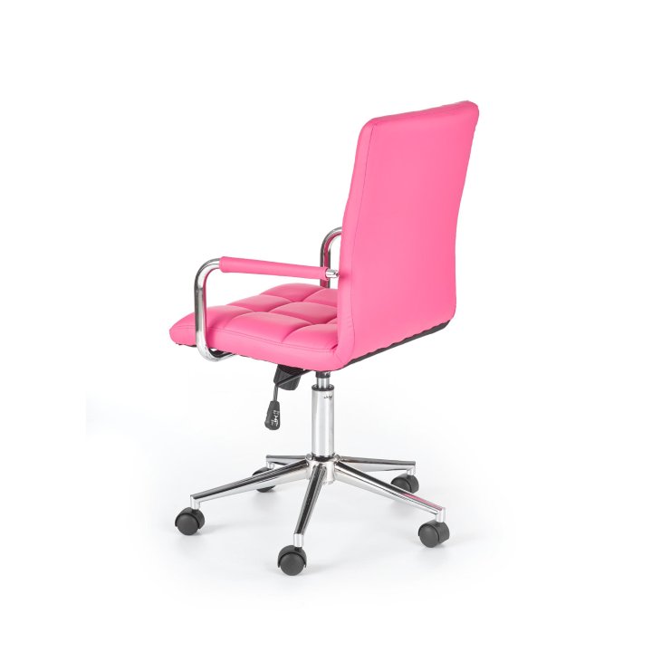 Młodzieżowy fotel z obrotową podstawą, różowa ekoskóra