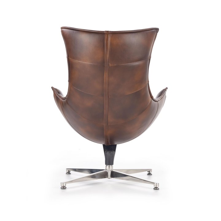 Stylowy Fotel do salonu eko skóra kompozytowa w kolorze brązowym z przeszyciami