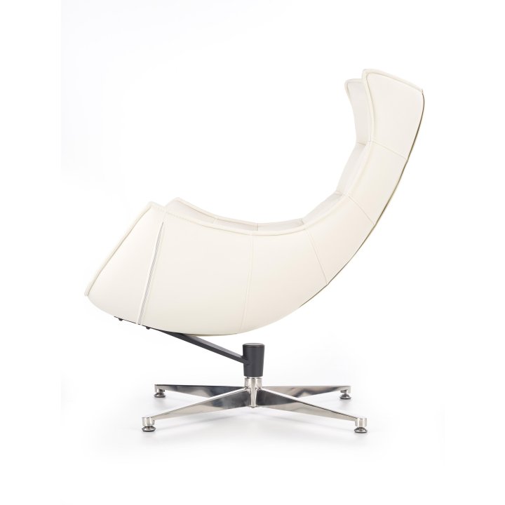 Nowoczesny Fotel do salonu eko skóra kompozytowa w kolorze białym z przeszyciami