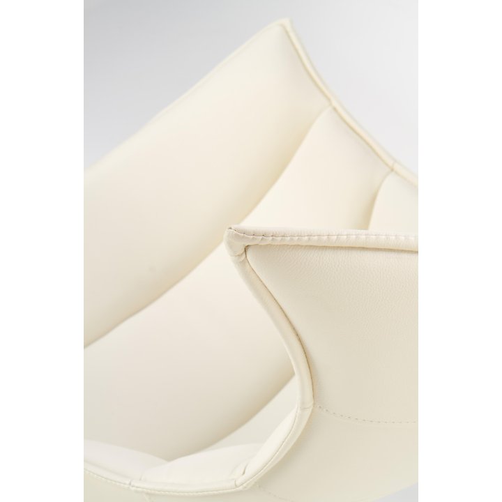 Nowoczesny Fotel do salonu eko skóra kompozytowa w kolorze białym z przeszyciami