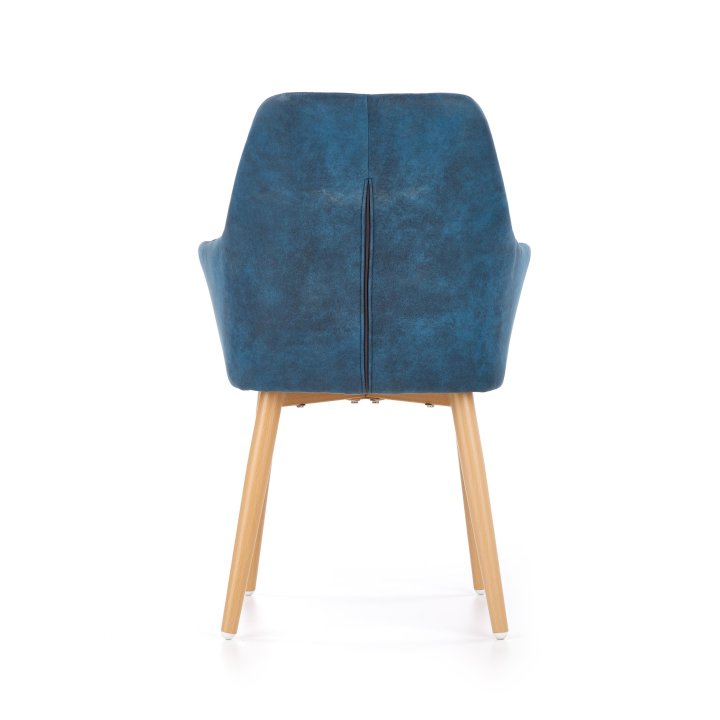 Krzesło do salonu na prostych nogach pikowane z podłokietnikami