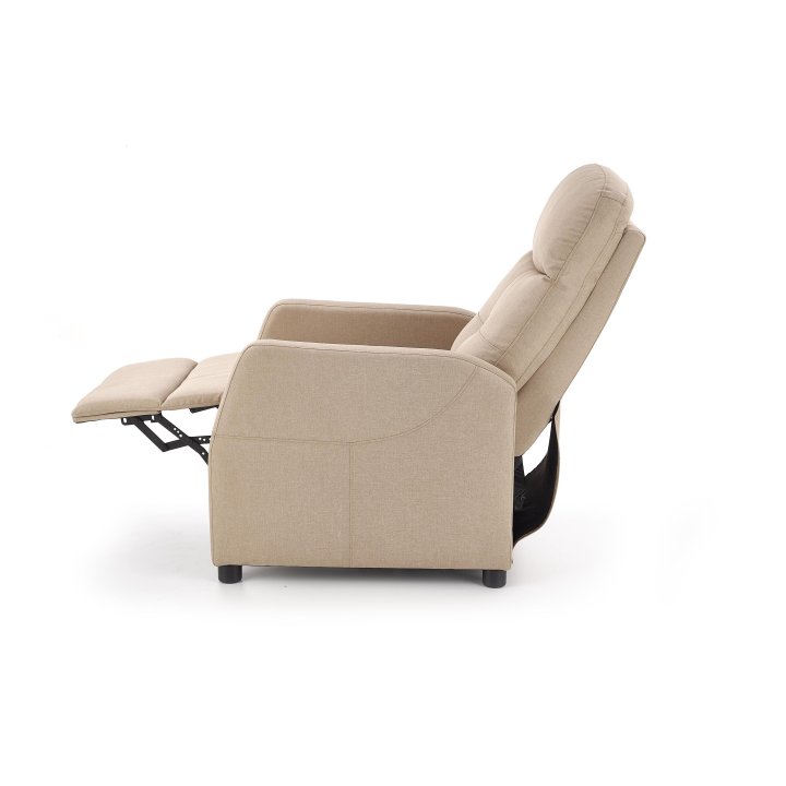 Rozkładany Fotel do salonu z funkcją relax w kolorze beżowym, tkanina velvet
