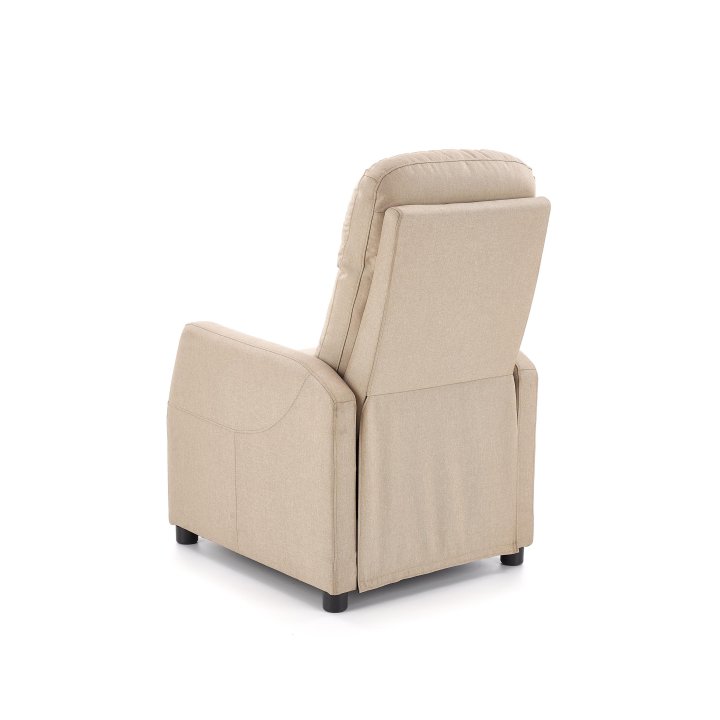 Rozkładany Fotel do salonu z funkcją relax w kolorze beżowym, tkanina velvet