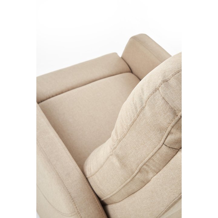 Rozkładany Fotel do salonu z funkcją relax w kolorze beżowym, tkanina velvet
