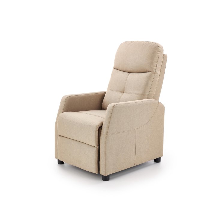 Rozkładany Fotel do salonu z funkcją relax w kolorze beżowym, tkanina velvet