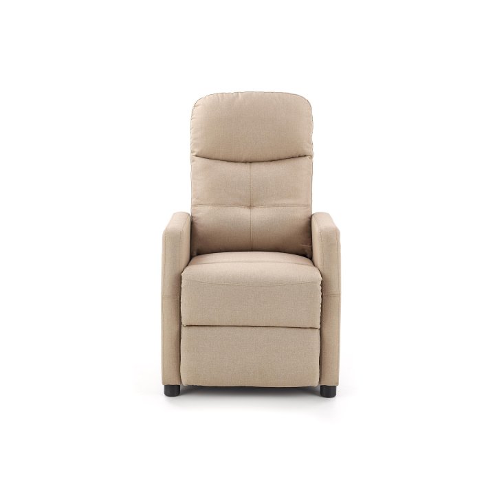 Rozkładany Fotel do salonu z funkcją relax w kolorze beżowym, tkanina velvet