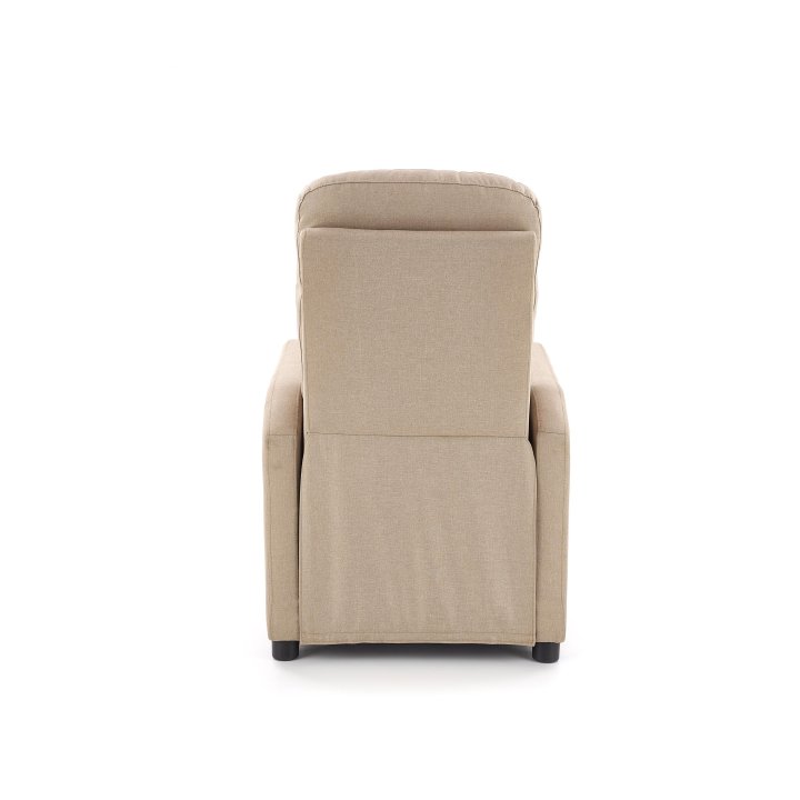 Rozkładany Fotel do salonu z funkcją relax w kolorze beżowym, tkanina velvet