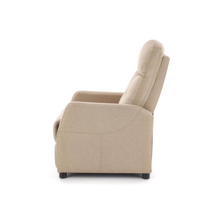 Rozkładany Fotel do salonu z funkcją relax w kolorze beżowym, tkanina velvet