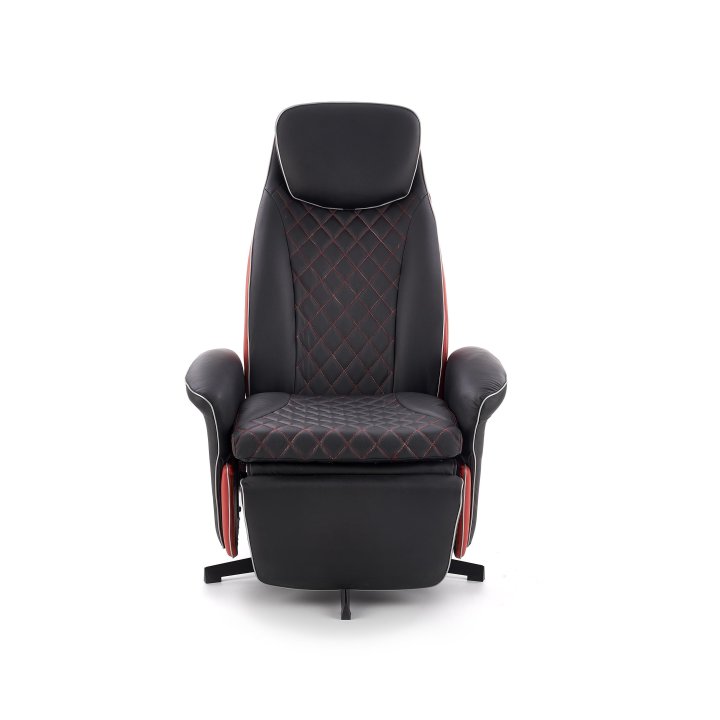 Fotel do salonu, nowoczesny, kolor czarny, czerwony, eko skóra, funkcja relax