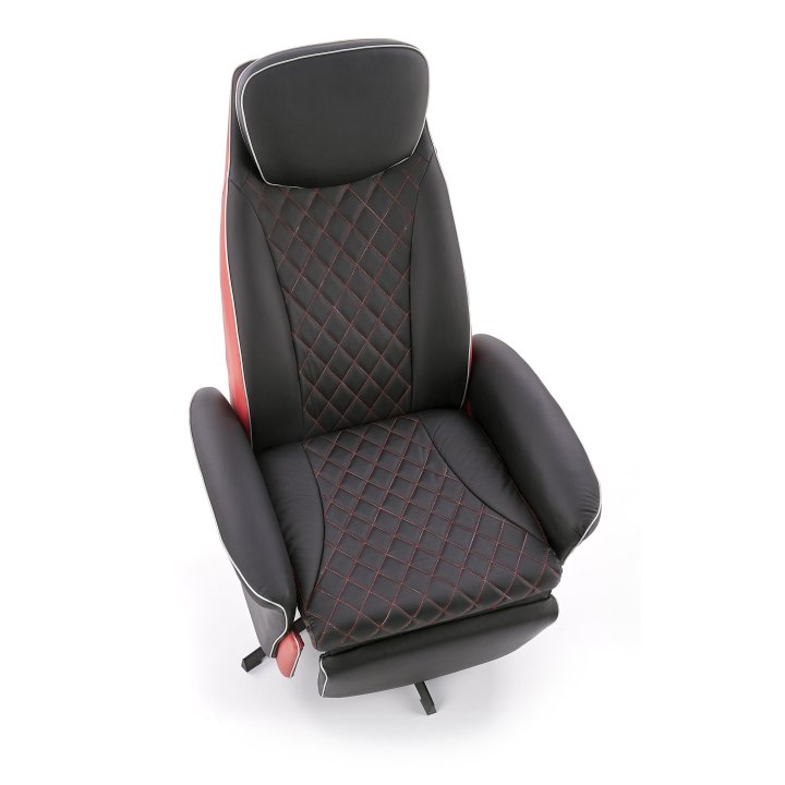 Fotel do salonu, nowoczesny, kolor czarny, czerwony, eko skóra, funkcja relax