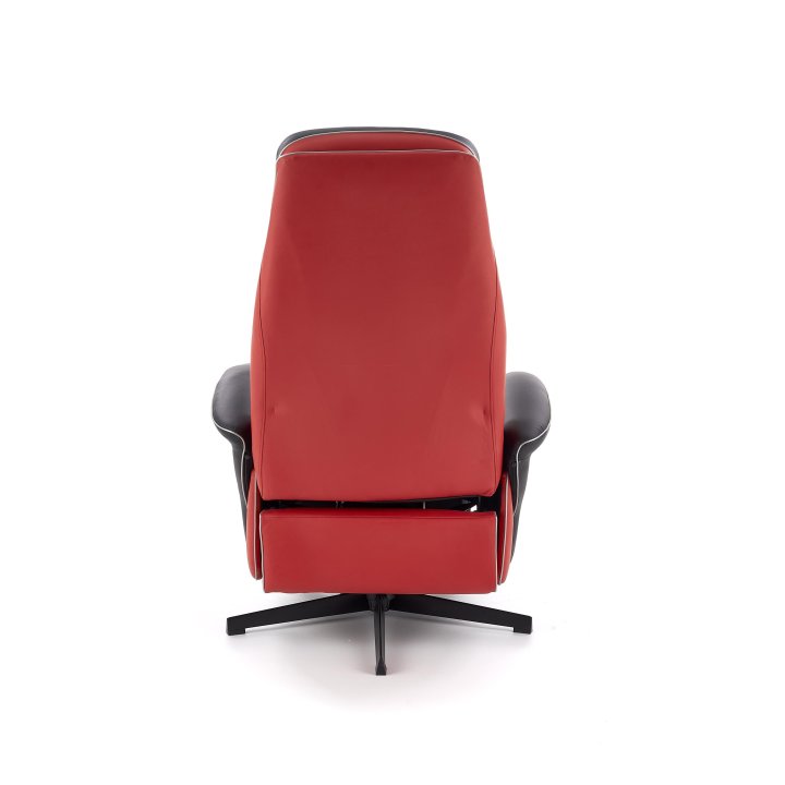 Fotel do salonu, nowoczesny, kolor czarny, czerwony, eko skóra, funkcja relax