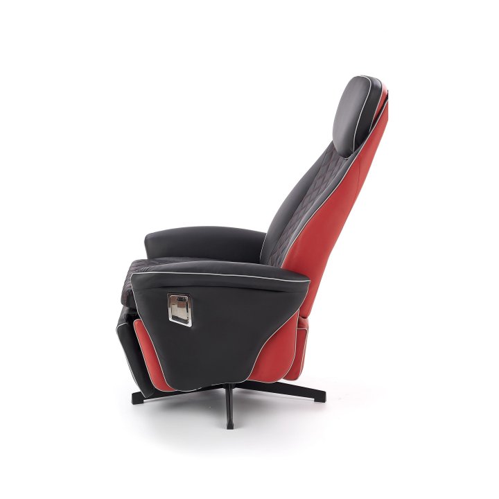 Fotel do salonu, nowoczesny, kolor czarny, czerwony, eko skóra, funkcja relax