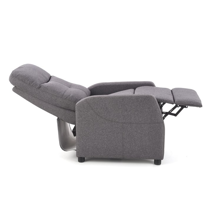 Rozkładany Fotel do salonu z funkcją relax w kolorze popielatym, tkanina velvet