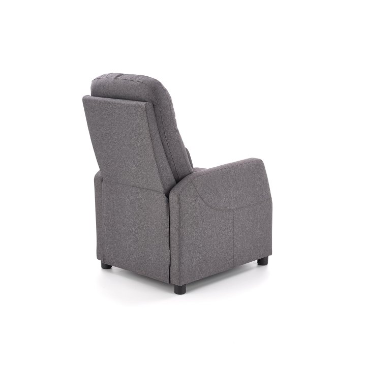 Rozkładany Fotel do salonu z funkcją relax w kolorze popielatym, tkanina velvet