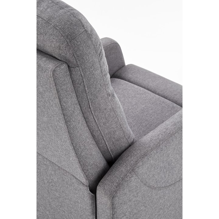 Rozkładany Fotel do salonu z funkcją relax w kolorze popielatym, tkanina velvet