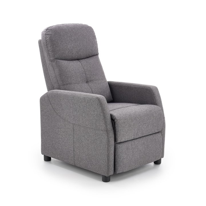 Rozkładany Fotel do salonu z funkcją relax w kolorze popielatym, tkanina velvet