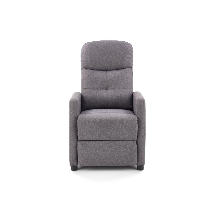 Rozkładany Fotel do salonu z funkcją relax w kolorze popielatym, tkanina velvet