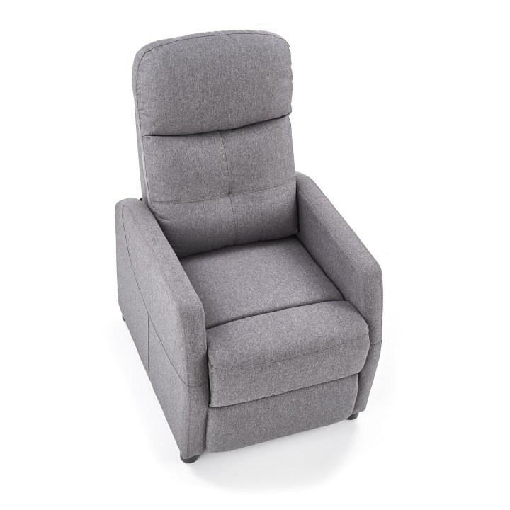 Rozkładany Fotel do salonu z funkcją relax w kolorze popielatym, tkanina velvet