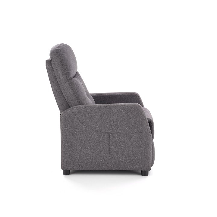 Rozkładany Fotel do salonu z funkcją relax w kolorze popielatym, tkanina velvet