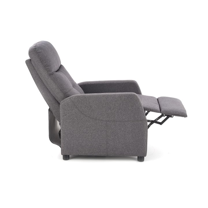 Rozkładany Fotel do salonu z funkcją relax w kolorze popielatym, tkanina velvet