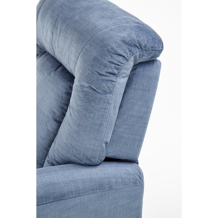 Klasyczny wypoczynkowy, funkcja relax, ciemny niebieski, nóżki drewniane bukowe