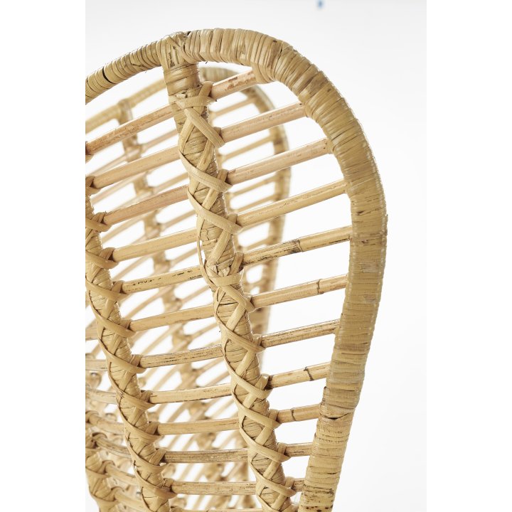 Rattanowy Fotel do salonu, boho, skandynawski, na czarnym stelażu, rattan naturalny
