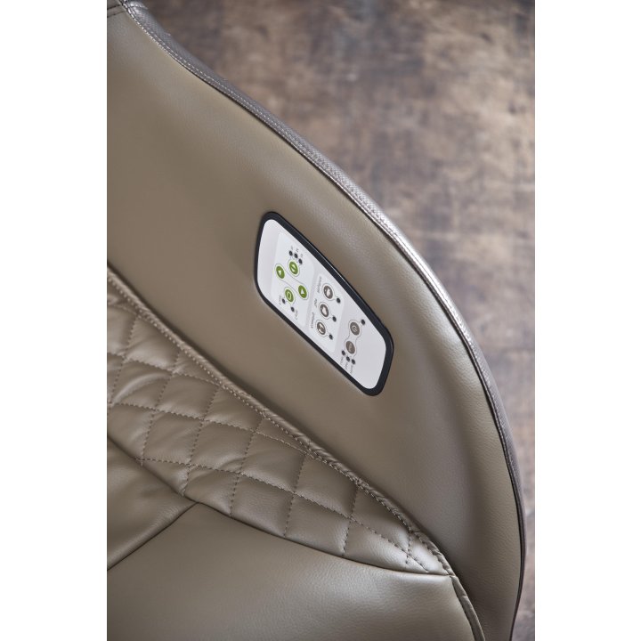 Ekskluzywny Fotel do salonu z funkcją masażu, beżowa ekoskóra