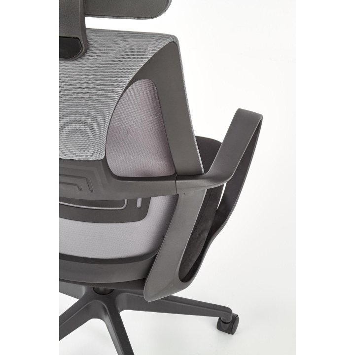 Fotel do biurka obrotowy nowoczesny, kolor popiel, czarny, tkanina membranowa, siatka