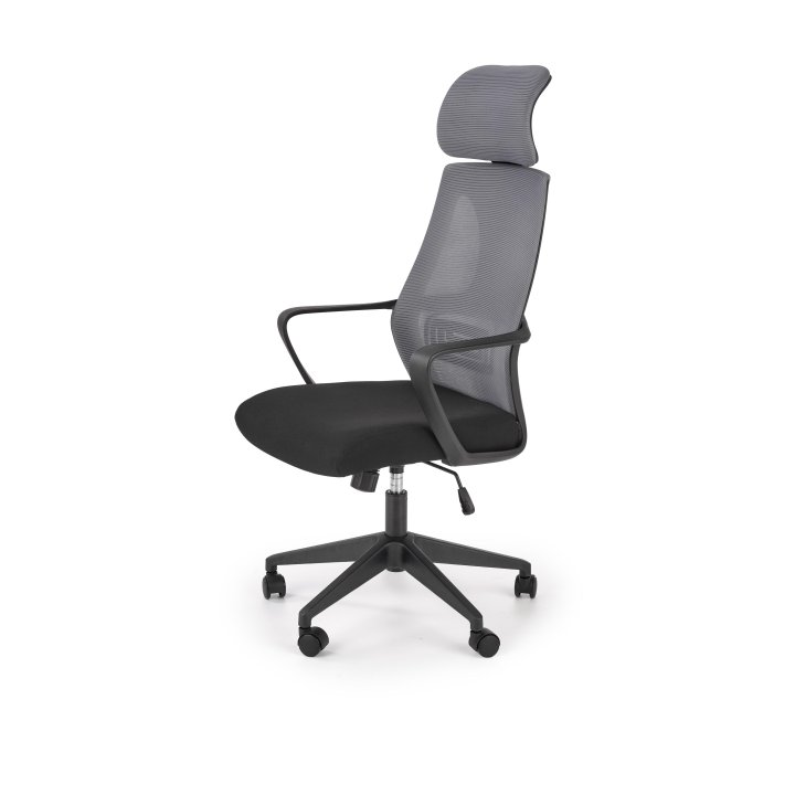 Fotel do biurka obrotowy nowoczesny, kolor popiel, czarny, tkanina membranowa, siatka