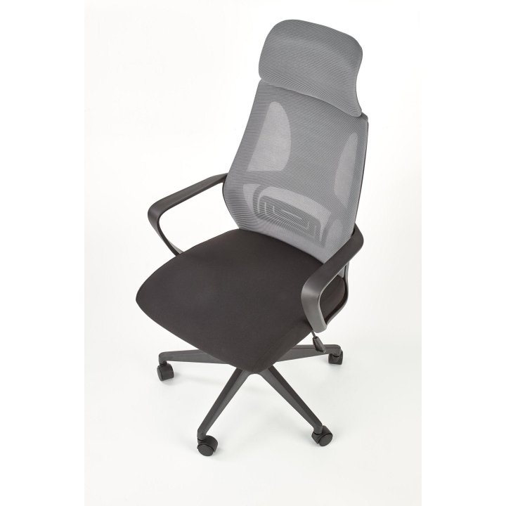 Fotel do biurka obrotowy nowoczesny, kolor popiel, czarny, tkanina membranowa, siatka