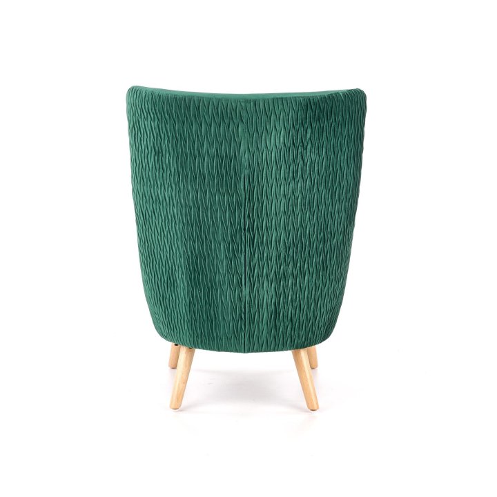 Fotel do salonu klasyczny, kolor ciemny zielony, nóżki drewniane naturalne