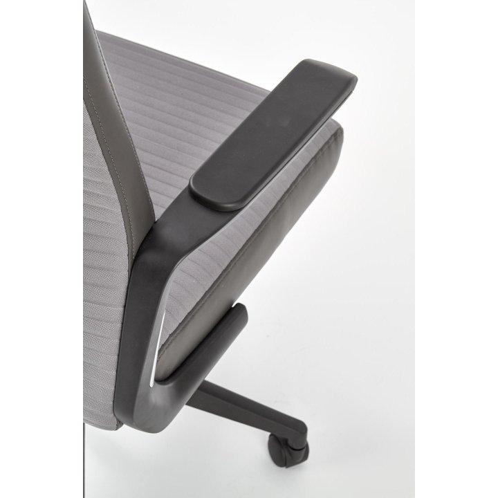 Fotel do biurka, kolor popielaty, z czarną obrotową podstawą na kółkach